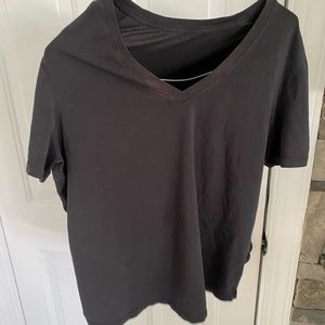 LULULEMON black short sleeve v neck tee shirt.